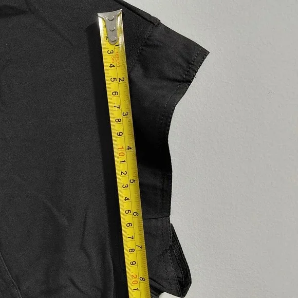 Womens Black Collared Sleeveless Shirt Dress Ruffle Hem Size L - Picture 11 of 13